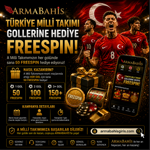 Armabahis Türkiye Milli Takımı gollerine hediye freespin, her gol için 50 FS ve Gates of Olympus kampanyası.